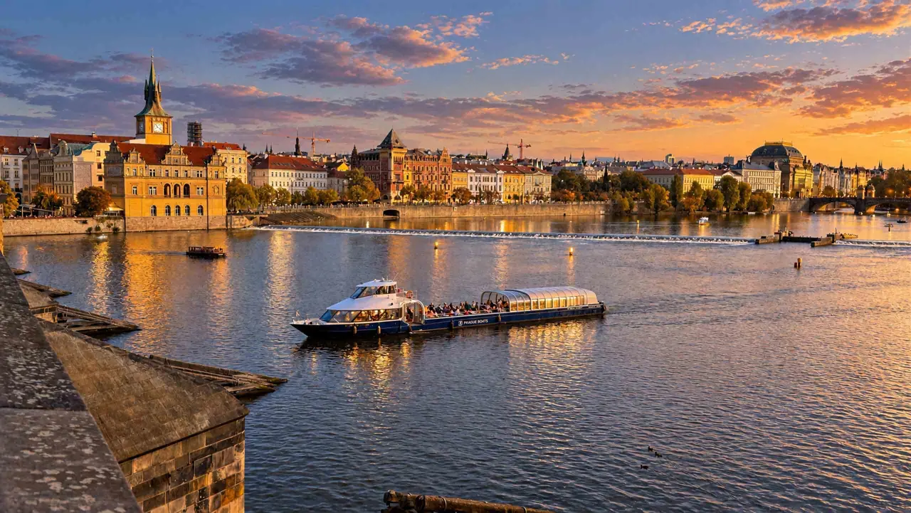 Agnes de Bohemia on the Vltava at dusk